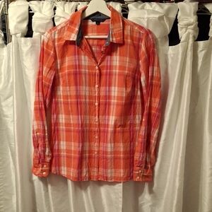 Tommy Hilfiger Classic Fit Orange Plaid Shirt Med